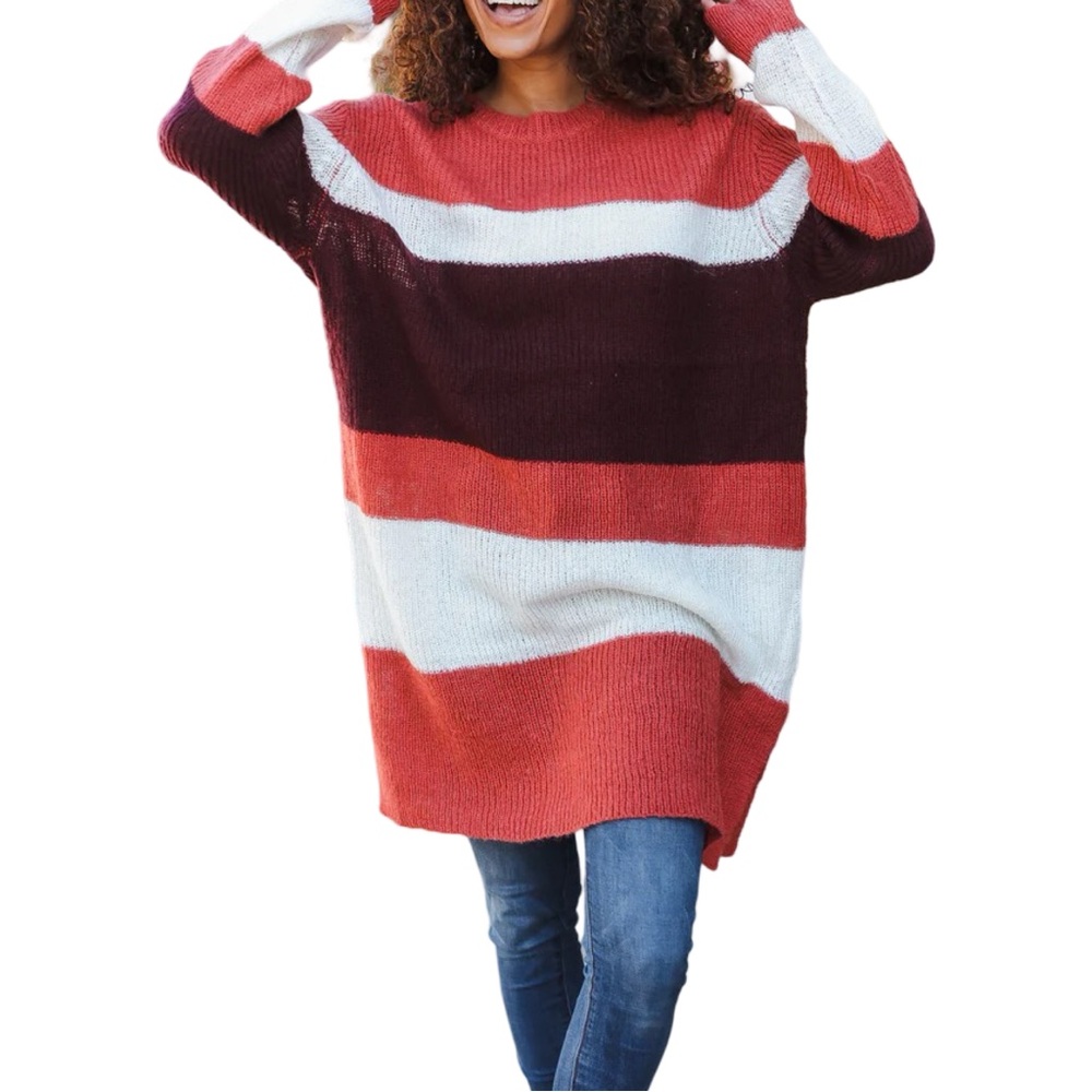 REBORN J RUST MULTI TUNIC SWEATER DRESS - Picture 4 of 4